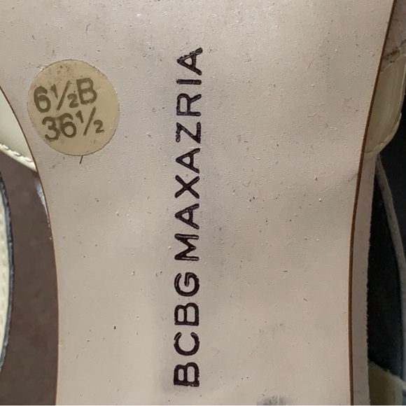 BCBGMAXAZRIA Off White Sling-back 3” Heels Patent Leather & Suede Toe Size 6.5 - Picture 5 of 7